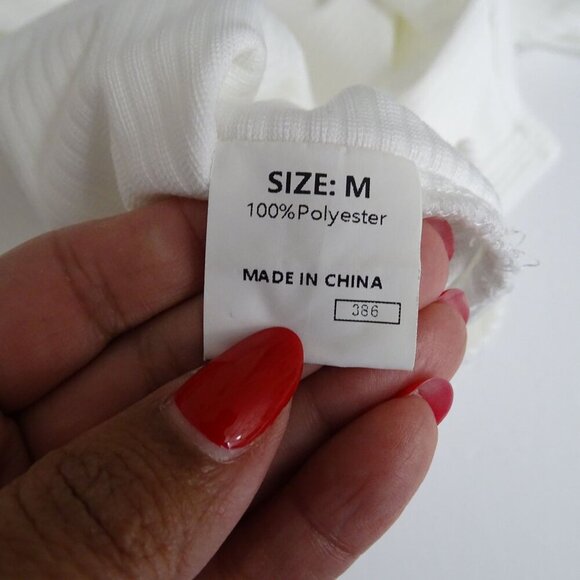 White Textured Stripe Pullover Top Women Size M Long Sleeve Casual - Picture 5 of 9